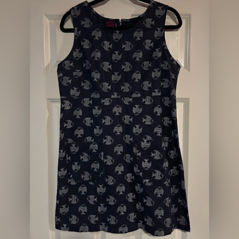 Vintage Fish Print Cotton Sleeveless Dress, size Large